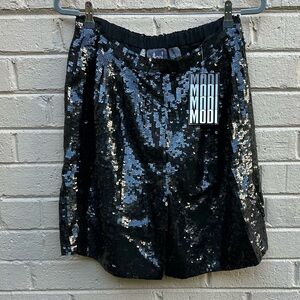 Vintage 90s Modi Dead Stock Silk Sequins Black Shorts Small